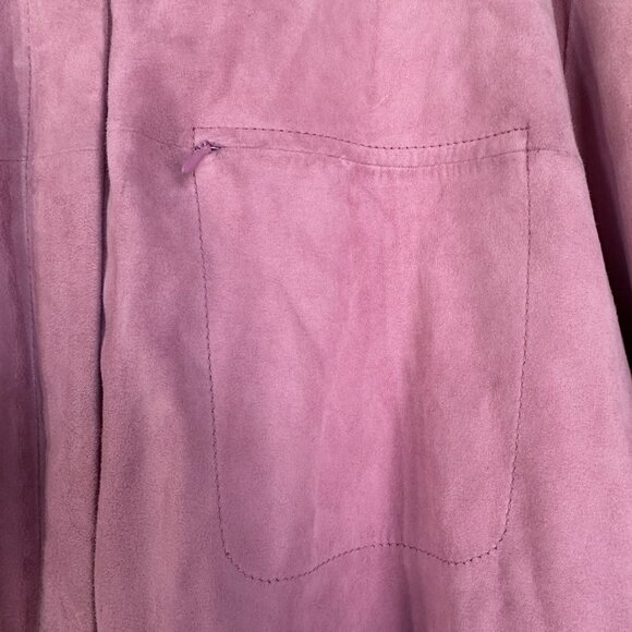 Marina Rinaldi Pink Suede Leather Jacket Shirt - Picture 8 of 14
